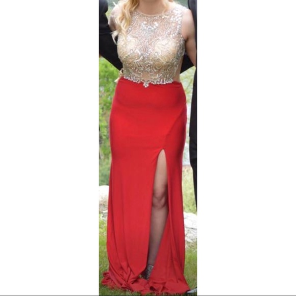 Red sequence Prom Dress - Picture 1 of 5